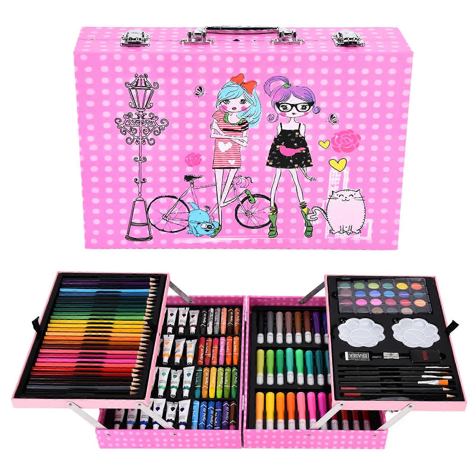 Drawing Art Box Washable Odorless Colorful Safe Pigment 2 Layer Aluminum Box Art Set