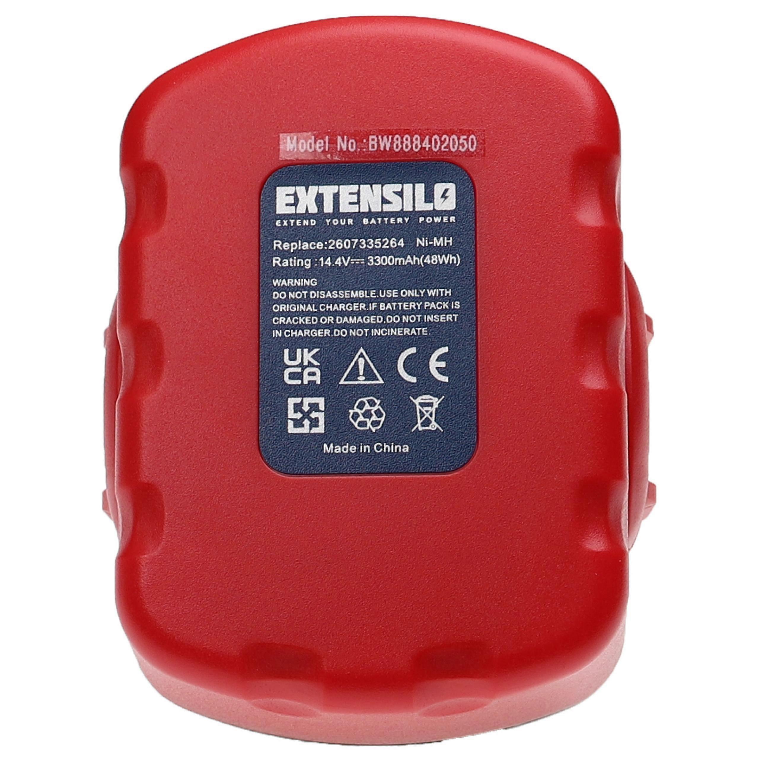 EXTENSILO 2x akkumulátorcsere Bosch 2 607 335 678, 2 607 335 669, 2 607 335 655, 2 607 335 619, 2 607 335 685 szerszámhoz (3300 mAh, NiMH, 14,4 V)