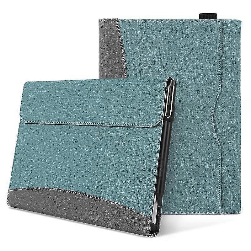 For Microsoft Surface Pro 10/9/8 Case Stand Wallet Function Laptop Leather Cover - Grey+Blue