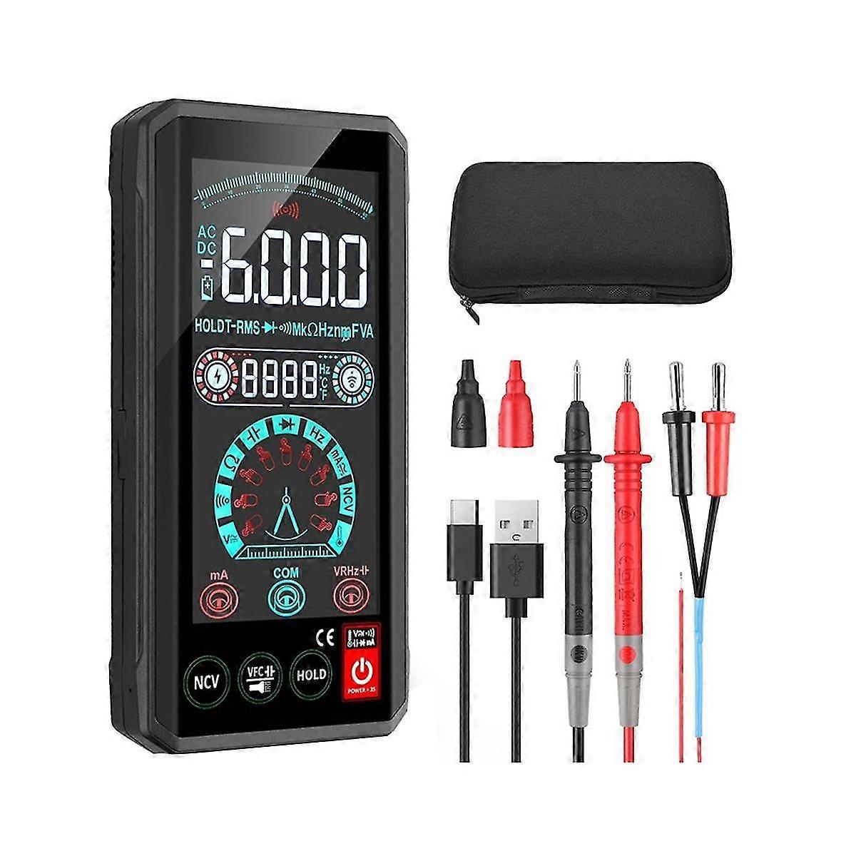 Et8198d Digital Smart Multimeter 4.4in Touch Screen Dc Ac Voltage Current Resistance Meter Trms Vfc