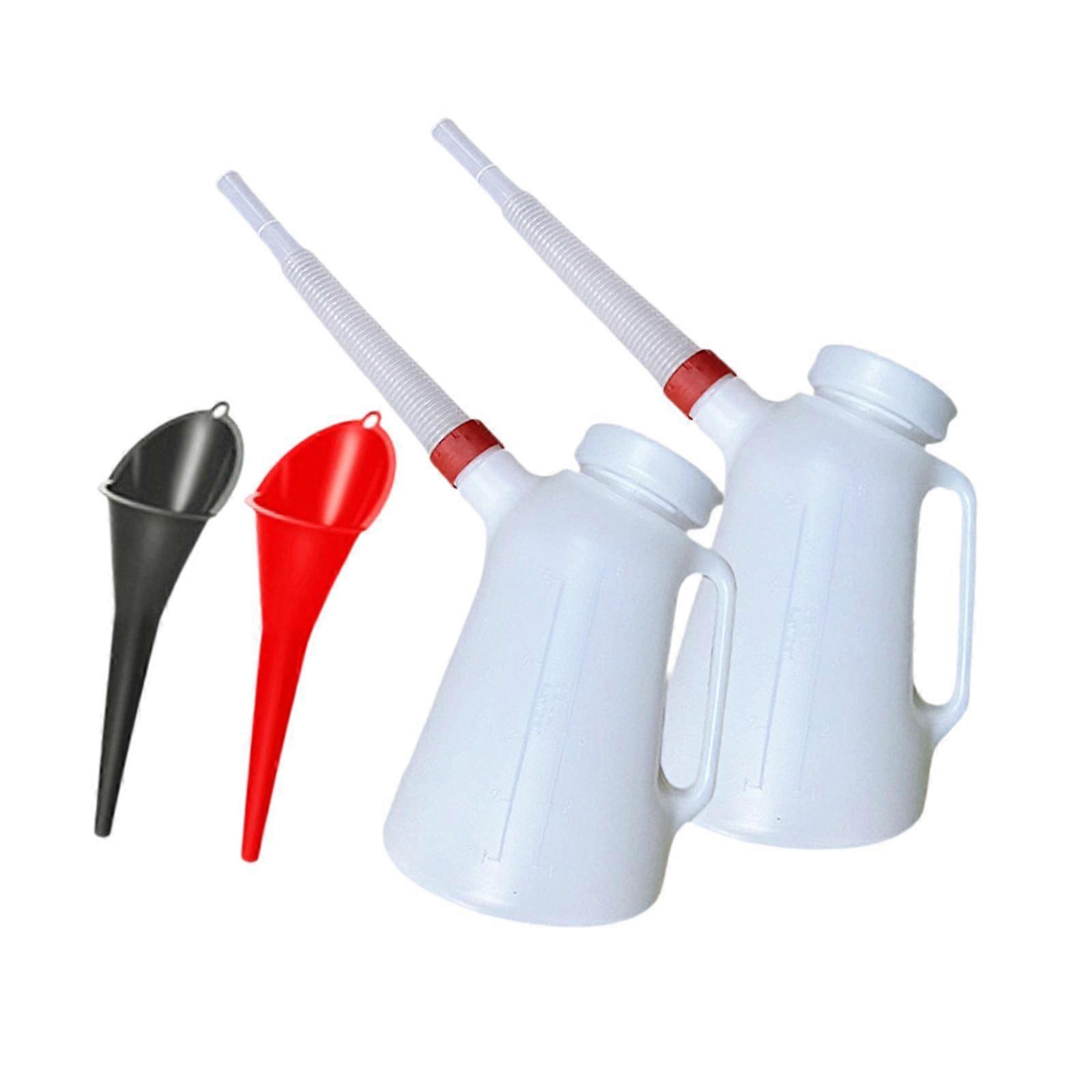 Oil Measuring Jug with Lid Leakproof Flexible 5L with Long Spout Vehicle Car 2 Jug 2 Funnel