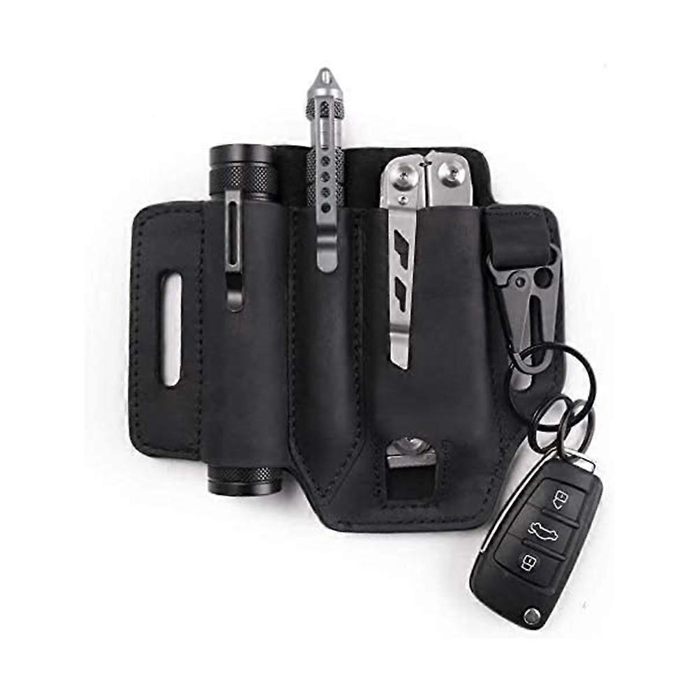 With Key Holder Multi Tool Pouch, Leather Belt Loop Waist Multitool Sheath,EDC M