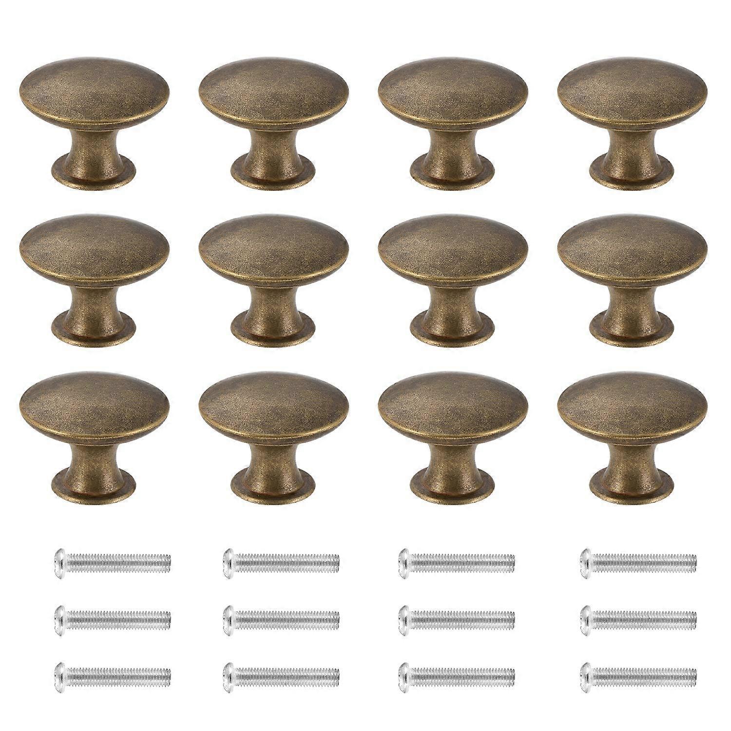 12 Chic Vintage Antique Brass Cabinet Knobs for Kitchen Cabinets - 30mm
