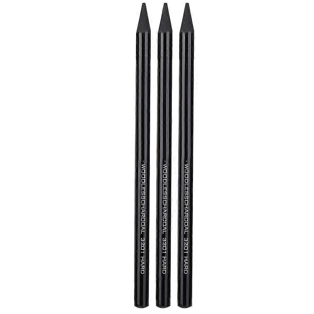 3pcs Pure Carbon Sketch Pencil Professional Hard/Medium/Soft Woodless Charcoal Pen Drawing Set YEMAA