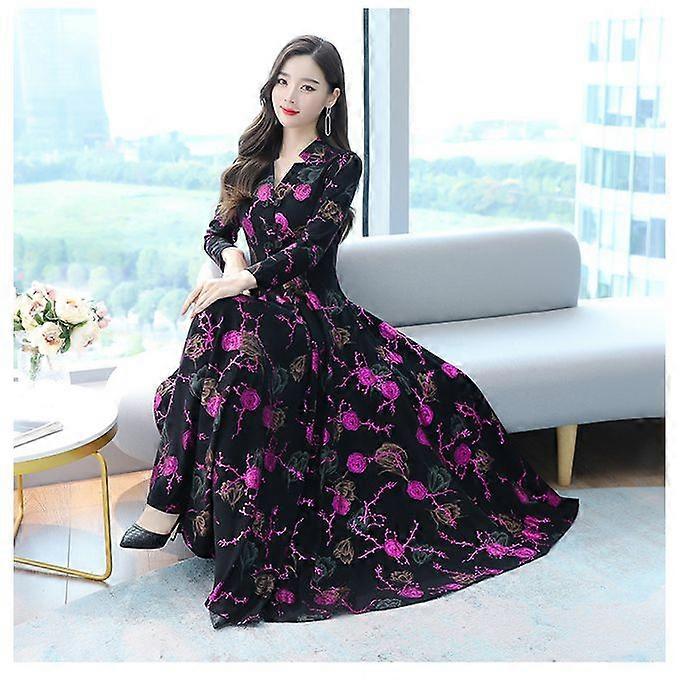 Elegant Lady Dress Purple Floral Print V Neck Long Sleeve Swing Party Prom Wedding Mother Fashion Maxi Women Dresses 351 | Fruugo NO Elegant Lady Dress Purple Floral Print V Neck Long Sleeve Swing Party Prom Wedding Mother Fashion Maxi Women Dresses 351 | Fruugo NO