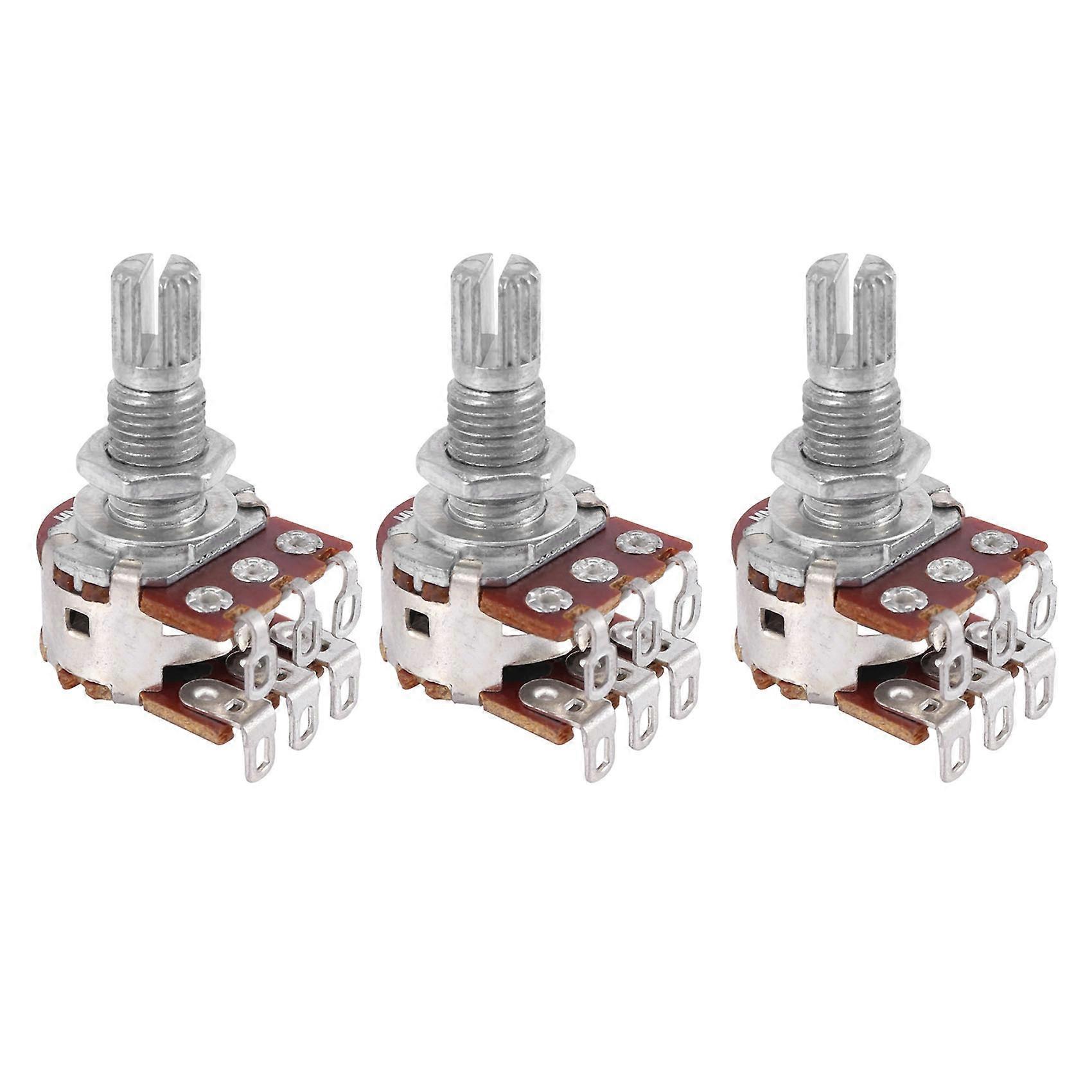 3 Pcs Double Balance Stacked Knurled Stalk Guitar Bass Volume Tone Control Pots Potentiometer Switc