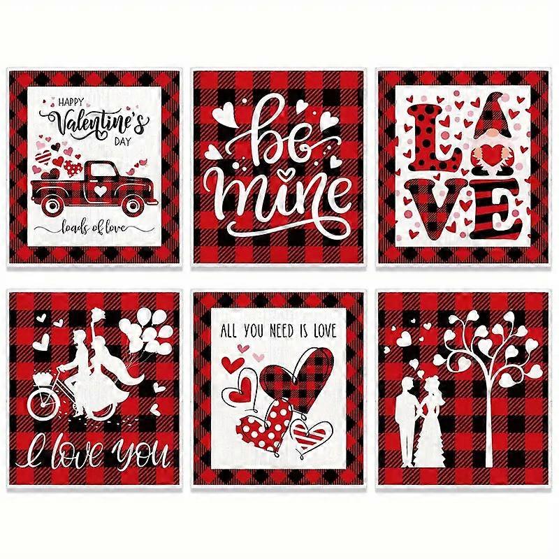 Nnetm Romantic Red Check Valentines Day Placemats Set Of 6 Awo53063