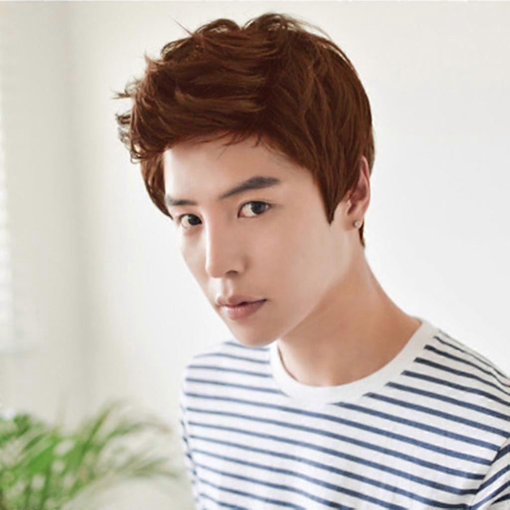 Parrucche corte per uomo parrucca uomo maschio marrone nero bello fresco parrucca-Yvan