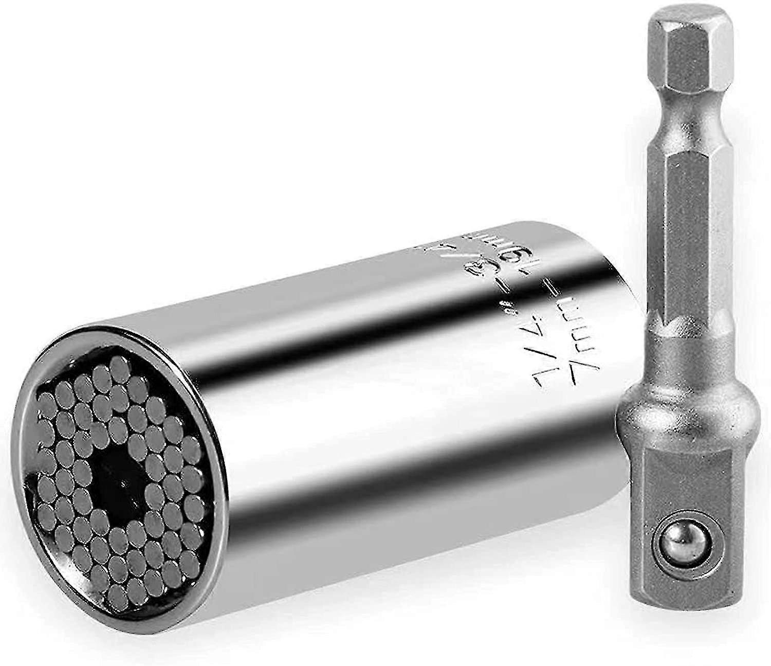 2pcs Universal Socket - 7-19mm Universal Socket Wrench, High Quality Chrome Vanadium, Multifunctional Hand Tool Wrench Adapter Drill Repair Tool Fits