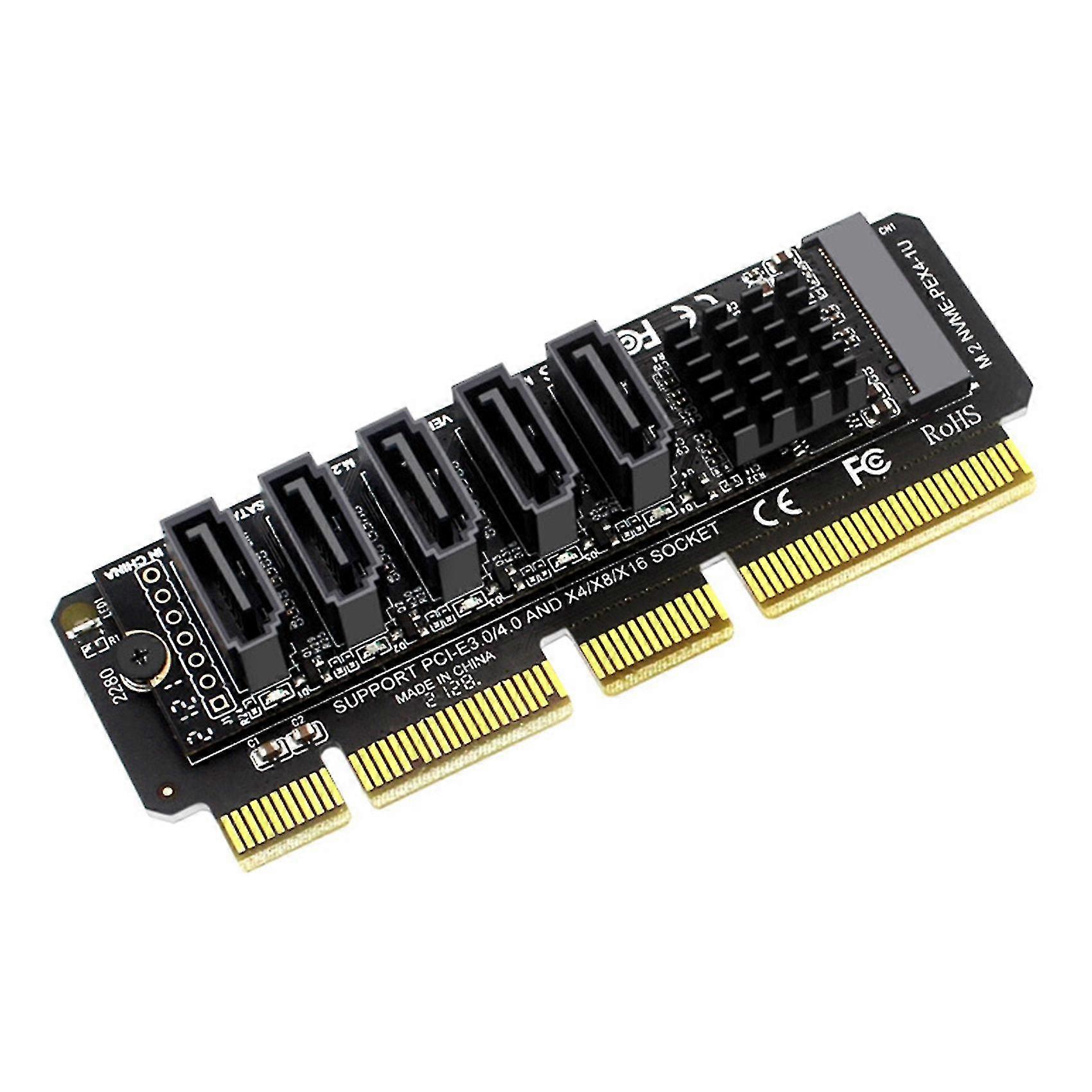 pci-e to sata adapter card 5 ports compatible with pci-e x4 pci-e x8 pci-e x16