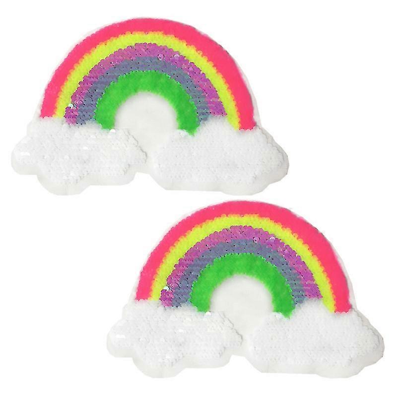 2pcs rainbow reversible color sequins double-sided color changing sequin embroidered sewing patch embroidered applique