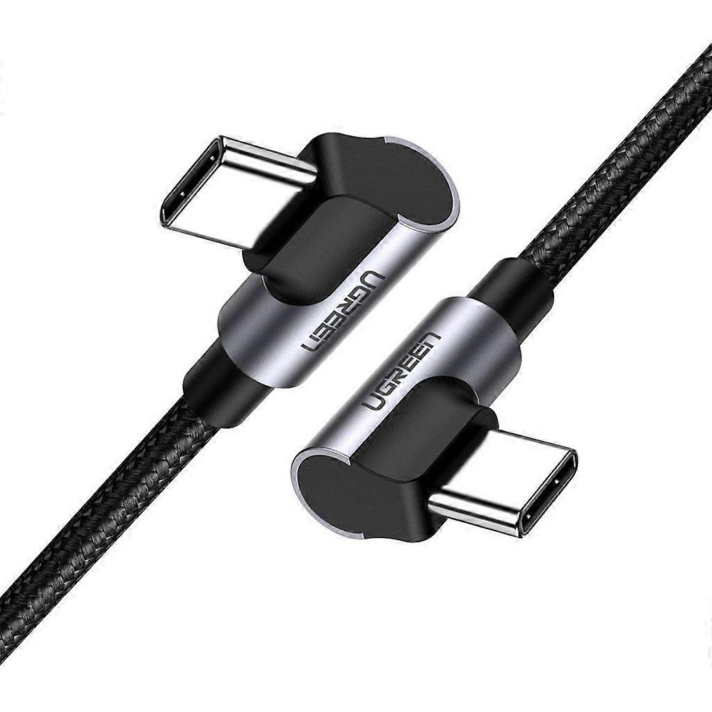 Green Angled USB-C to USB-C Cable 3A, 1m - Grey