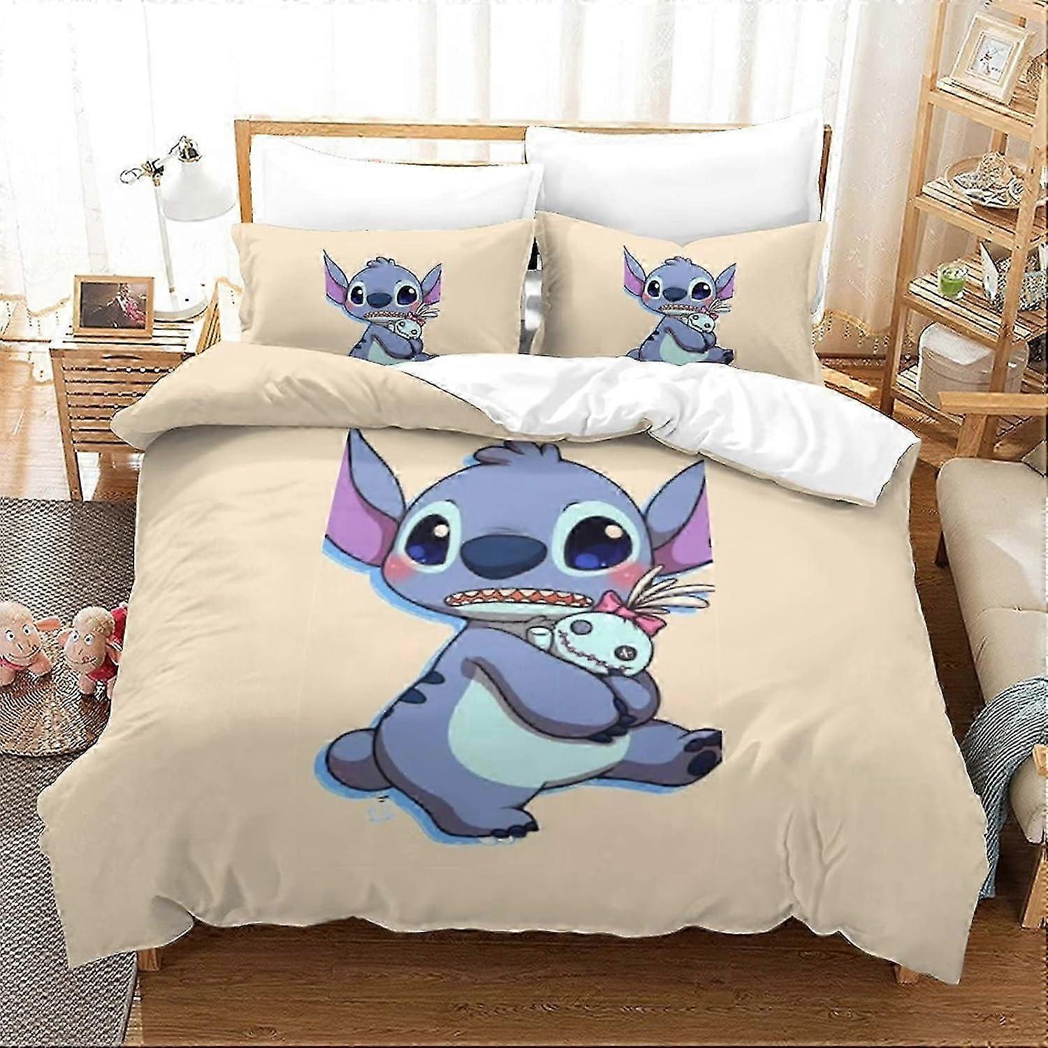 Stitch Duvet Cover and Pillowcases Lilo & Stitch Animated Characters and Printing Soft Microfiber Polyester Duvet Cover with Pillowcases 135*200 CM