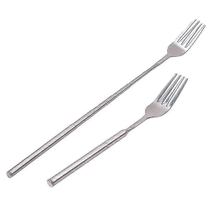 Silver Stainless Telescopic Extendable Fork Dinner Fruit Dessert Cutlery Forks