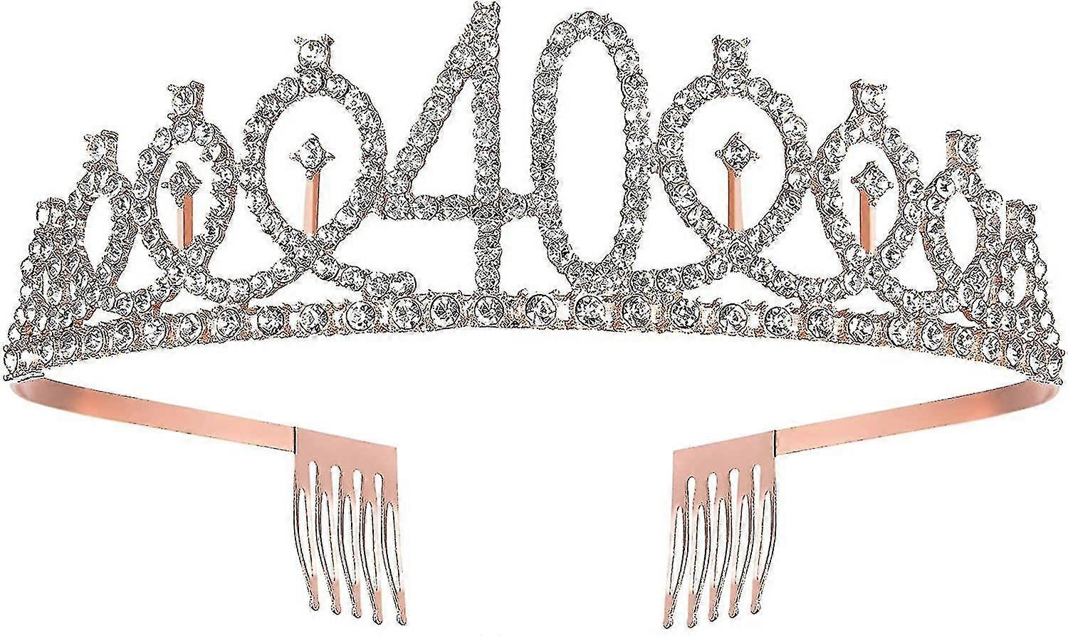 40th Birthday Sash And Tiara For Women, Rose Gold Birthday Sash Crown 40 & Fabulous Sash And Tiara For Women