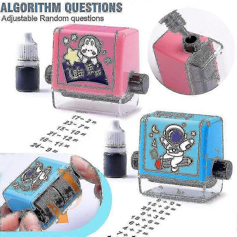 Roller Digital Teaching Stamp, Within 100 Teaching Math Practice Questions( Color : Pink )