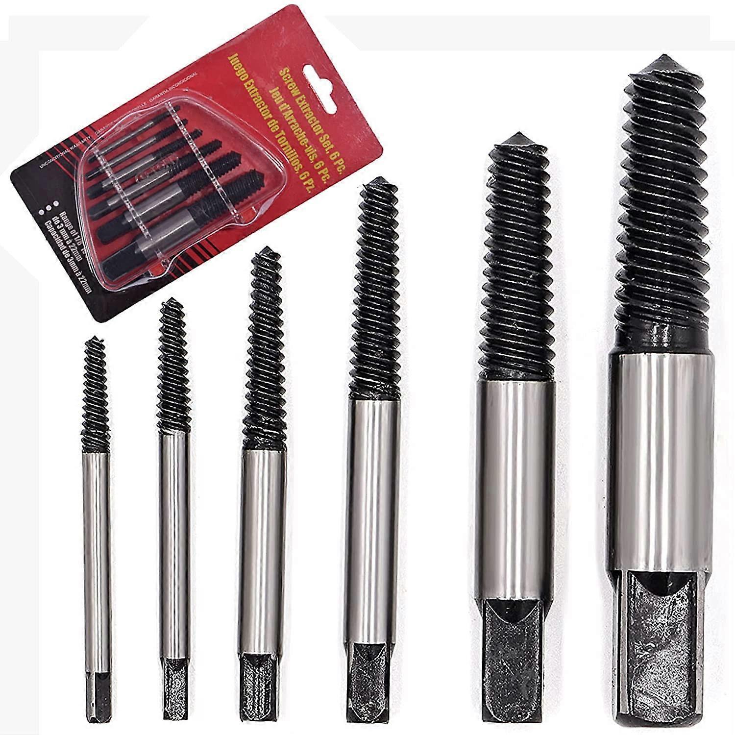 6 Pcs Broken Bolt Extractor Kit, Pipe Screw Extractor Set