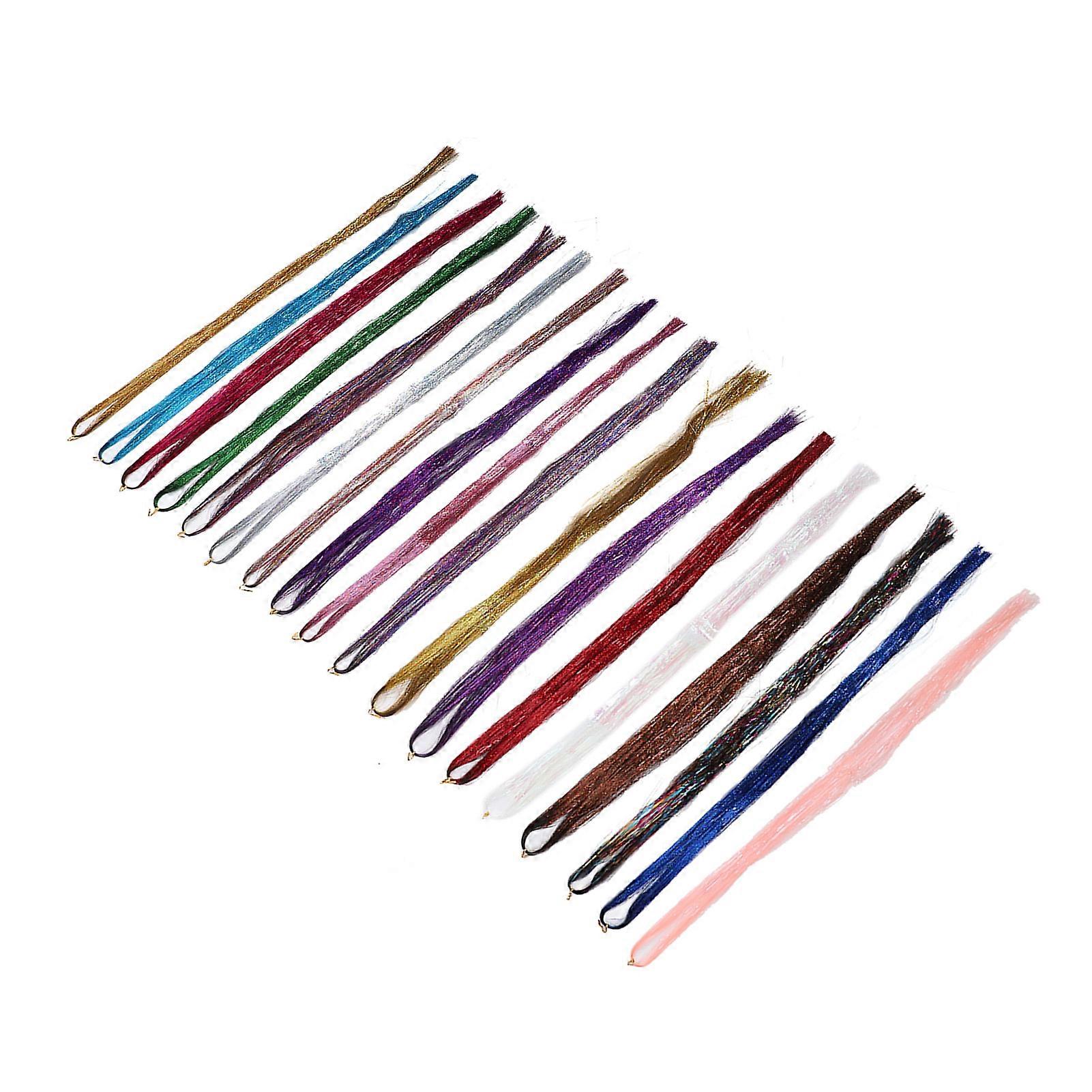 Hair Tinsel Kit Glitter Sparkling 18 Colors Tinsel Hair Extensions with Tools for Women Girls Cosplay Party 1.2m