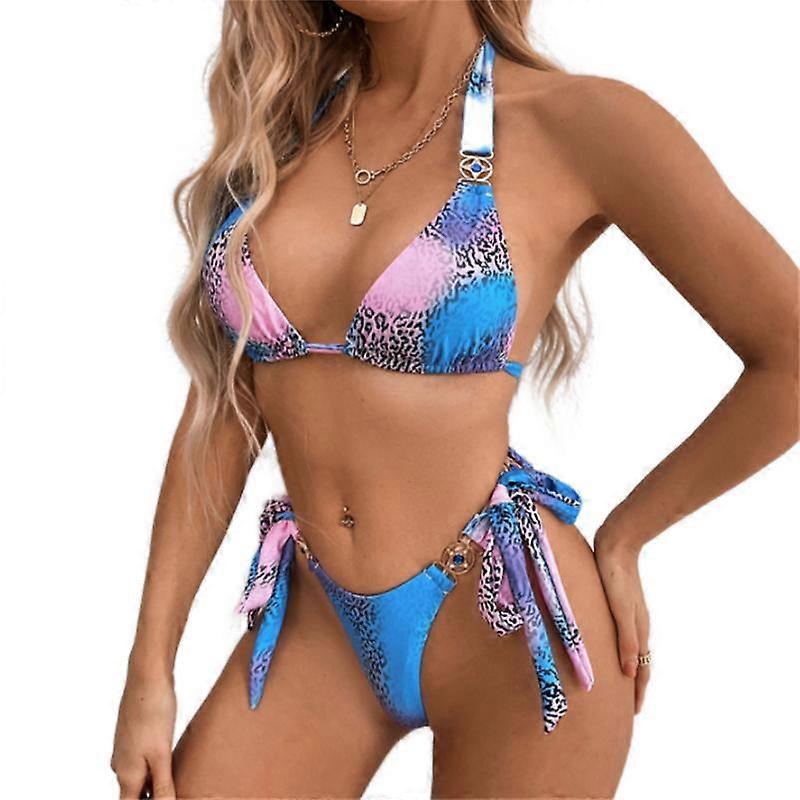 MIMIGO Women's Tie Side Bottom Padded Top Triangle Bikini Bathing Suit