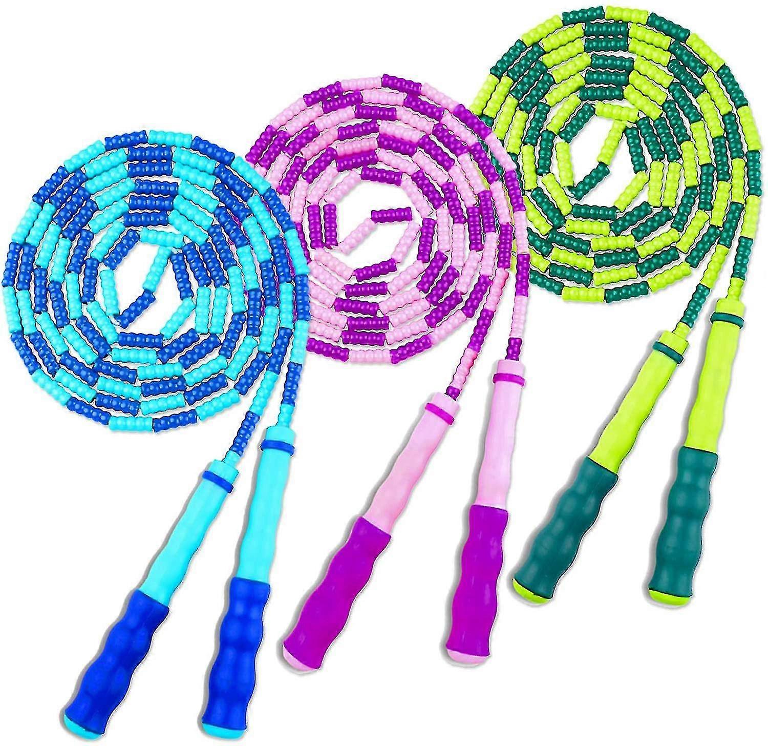 القفز حبل لينة حبة تخطي حبل (3 حزمة), قسط قابل للتعديل مجانا مجزأة متشابكة خالية تجريب اللياقة البدنية القلب تخطي حبل المدرسة القفز حبل لM