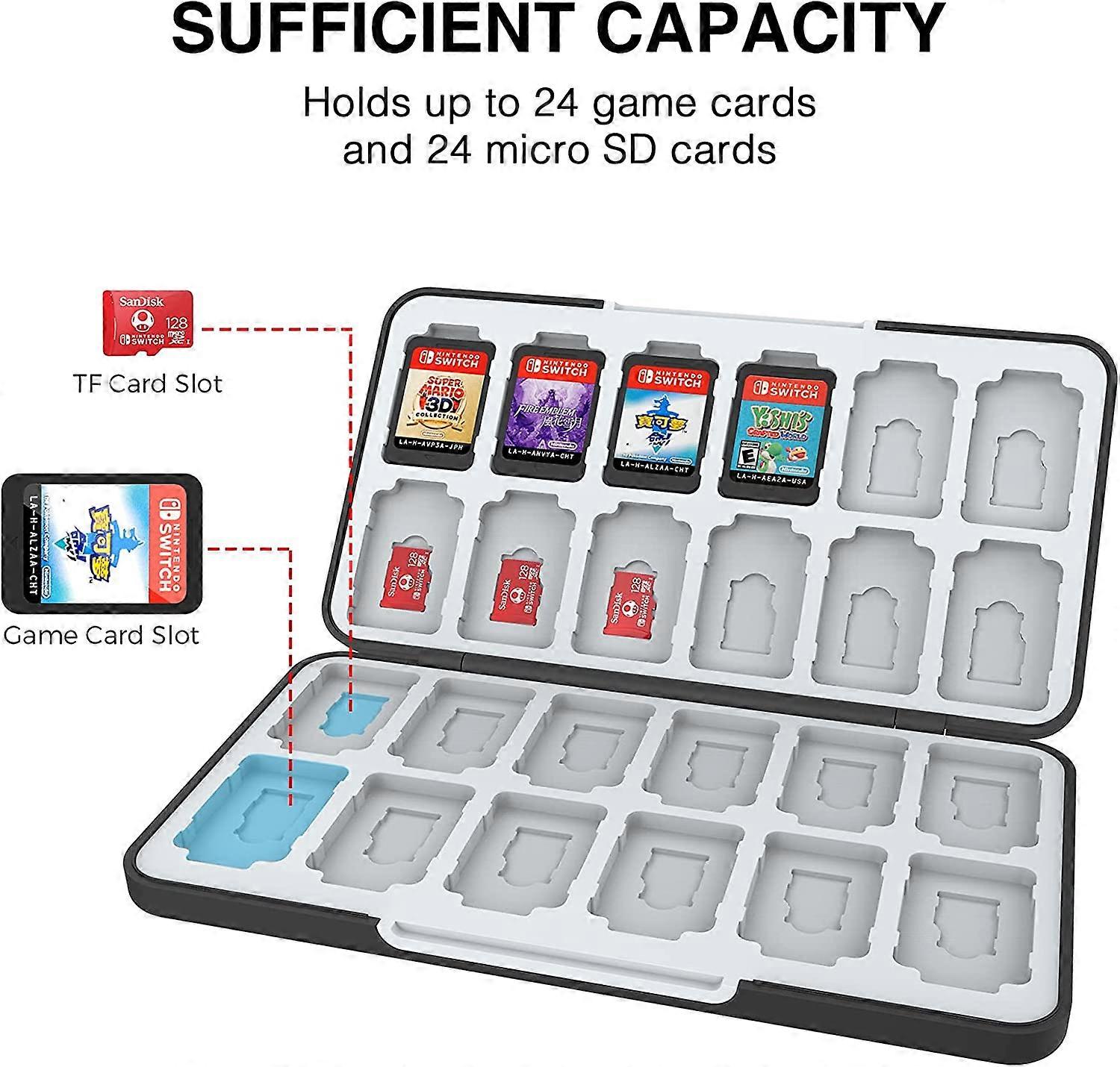 Game Card Case for Nintendo Switch& Switch OLED Game Card or Micro SD Memory Cards,Portable Switch Game Memory Card Storage with 24 Game Card Slots an