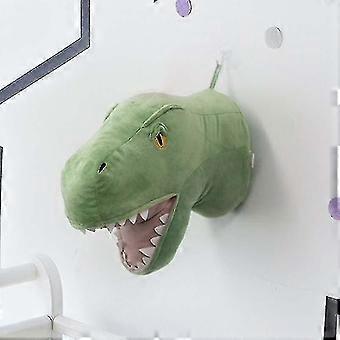 Dinosaur Head Wall Ornament- Head Lifelike Plush Animal Head Green Dinosaur
