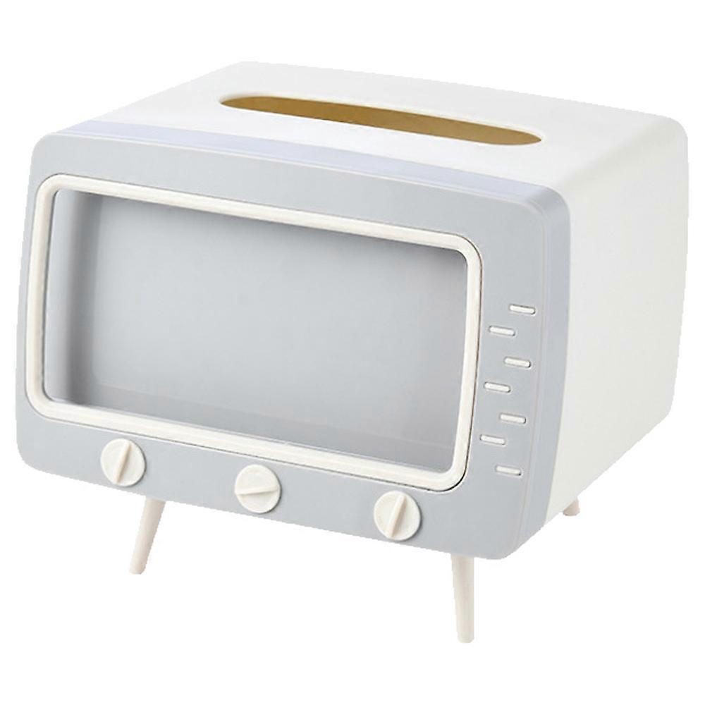 Tv Tissue Box, Multifunctional Tissue Storage Box White