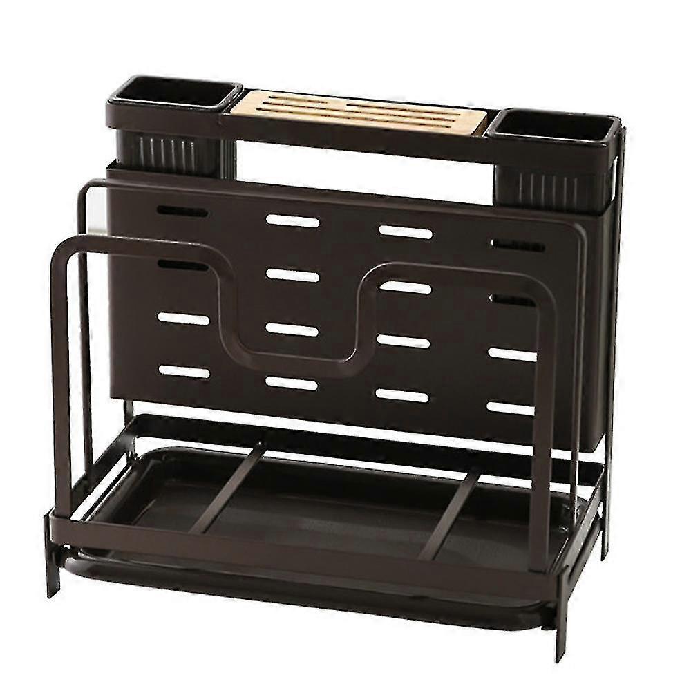 Iron Knife Rack Cutting Board Integrated Storage Rack black
