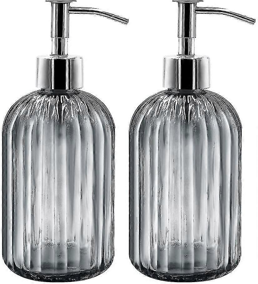 ガラスソープディスペンサー2セット。400 ml 液体石鹸ディスペンサーポンプ付き