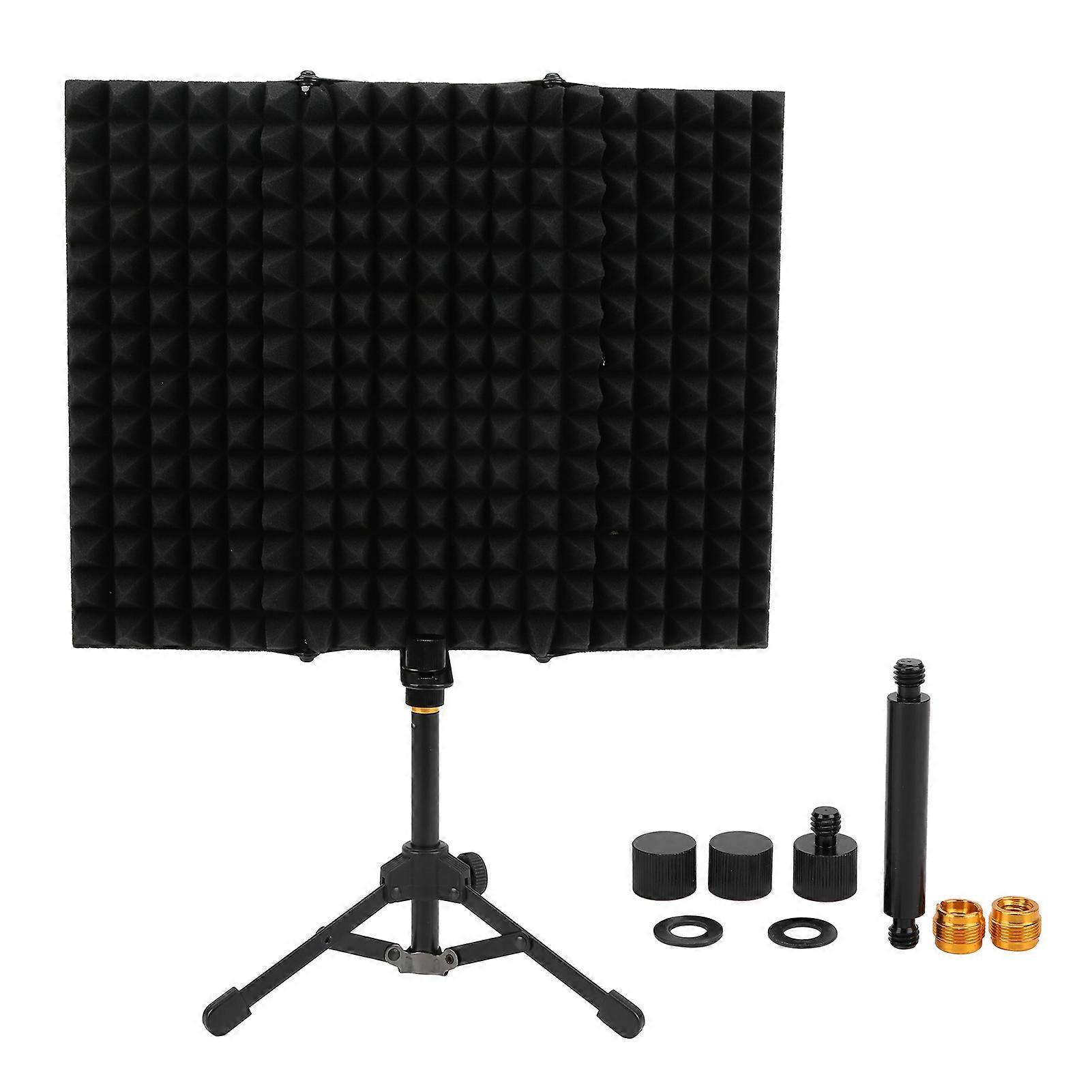 Microphone Isolation Cover Shield Professional 3-Panel Pop Filter Sound Absorbing Foam