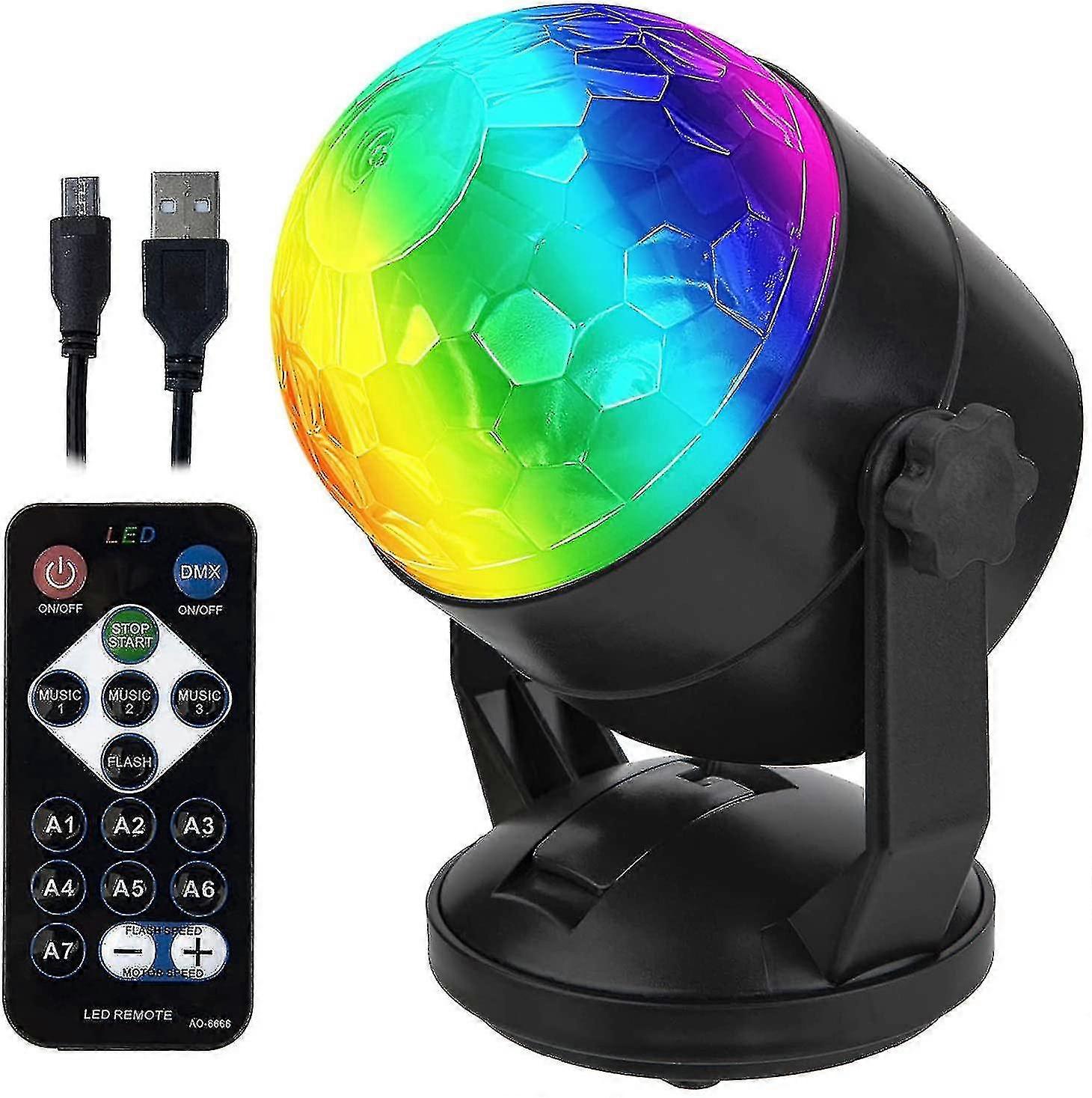 - שלט רחוק נייד קול מופעל אורות מסיבה עבור בחוץ ובפנים, מופעל על ידי סוללה או חיבור USB, תאורת DJ, Rbg דיסקו בול, Strobe L