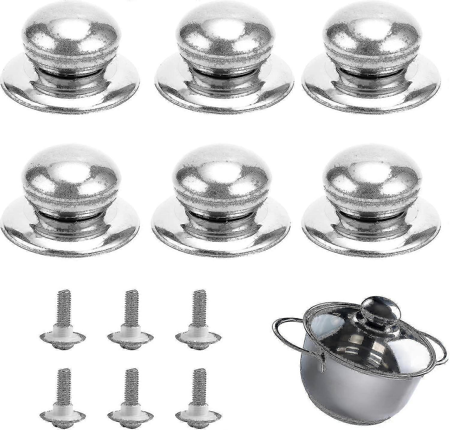 Stainless Steel Pot Lid Handle Replacement Knobs - 6 Pieces