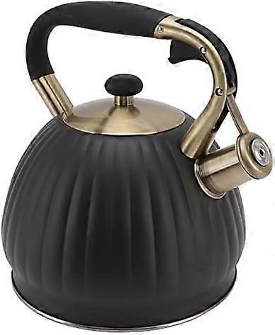 Whistling Kettle 3.5L Large Capacity Stainless Steel Whistling Teapot with Ergonomic Cold Touch Handle Pumpkin Shaped Whistling Teapot for Top