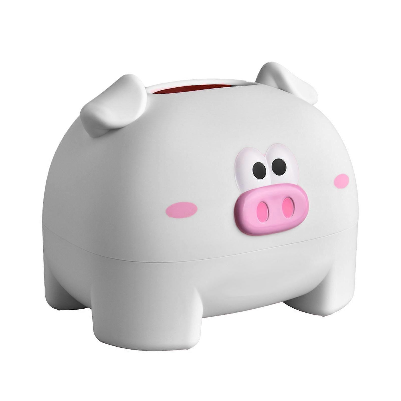 Tissue Storage Box Pig Shaped Decorative Case for Tabletop - White