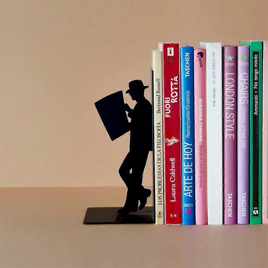 2 PCS The Reader Decorative Metal Bookends in Black Color. Original Design