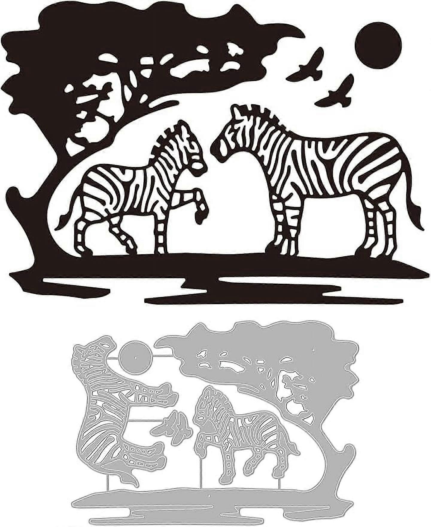 1Set Forest Zebra Cutting Dies Metal Grassland Animals Sun Die Cuts Embossing Stencils Template for Paper Card Making Decoration DIY Scrapbooking Albu