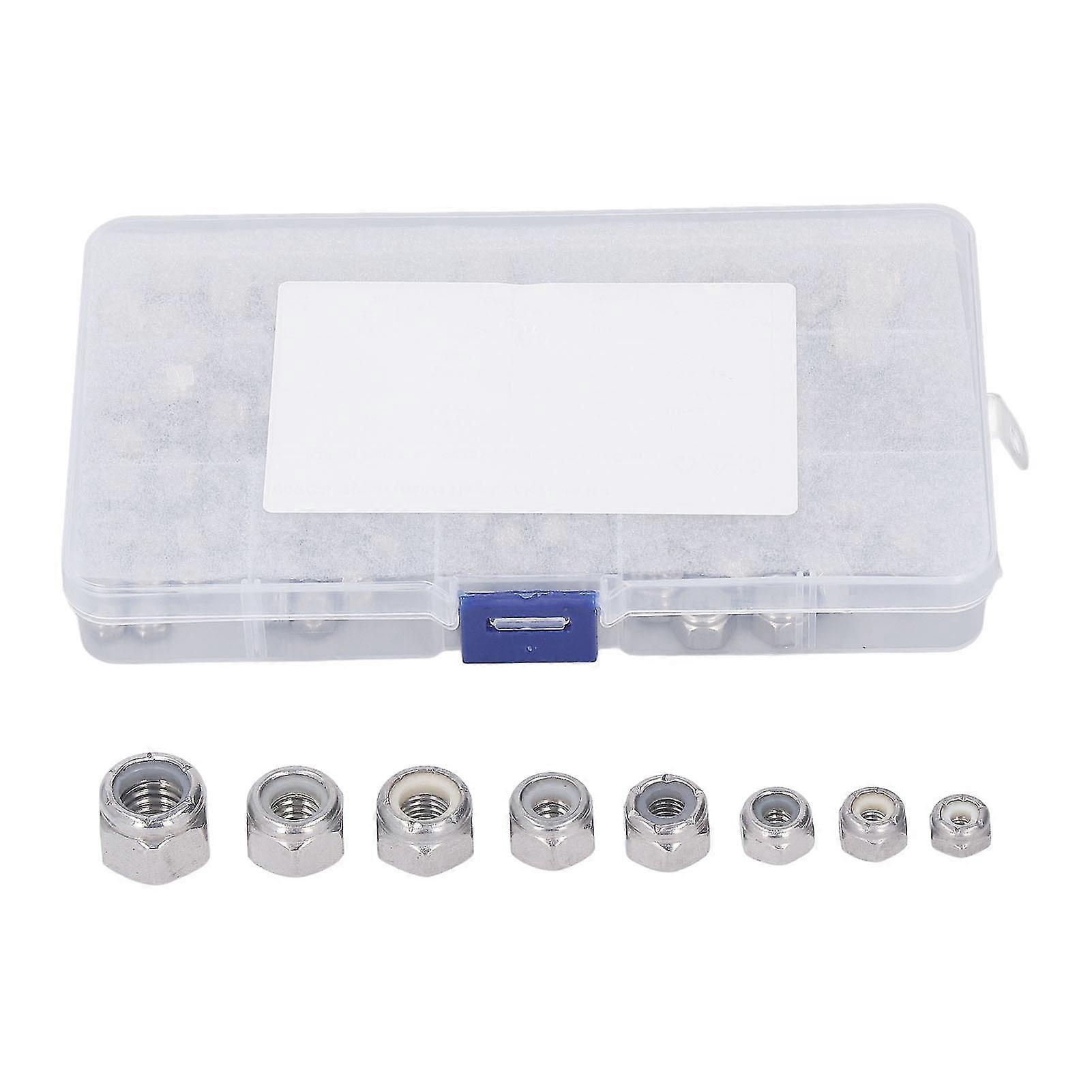 Stainless Steel Lock Nuts Assortment Kit - 80PCS, 8 Specifications, Nylon Insert