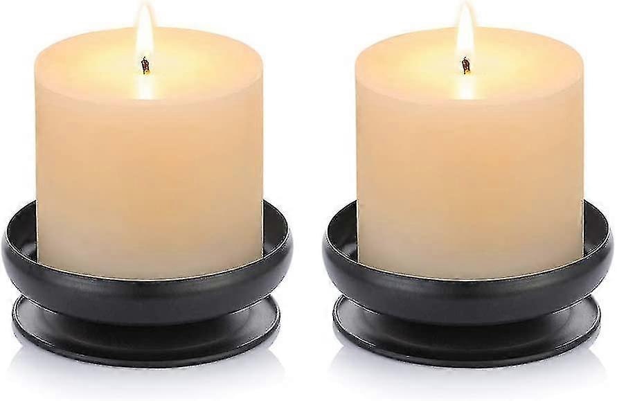2 Pcs Candle Holder, Black