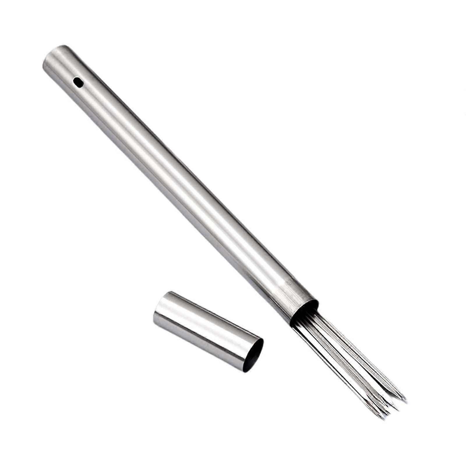 Silver Kabob Skewers 13.8inch Long Metal Skewers For Kabobs With Push Bar Skewers For Grilling Double Fork Roll Kebab Skewers Stainless Steel Flat Ske