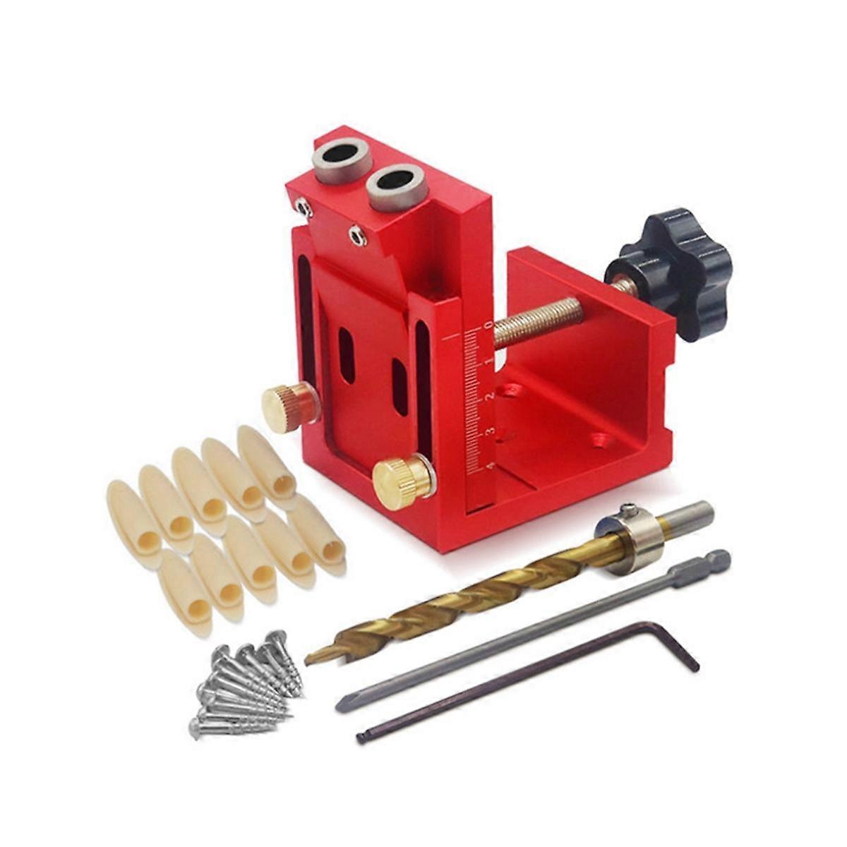 Pocket Hole Drill Guide Dowel Jig, Aluminium Oblique Hole Locator Drilling Kit Woodworker DIY Tools