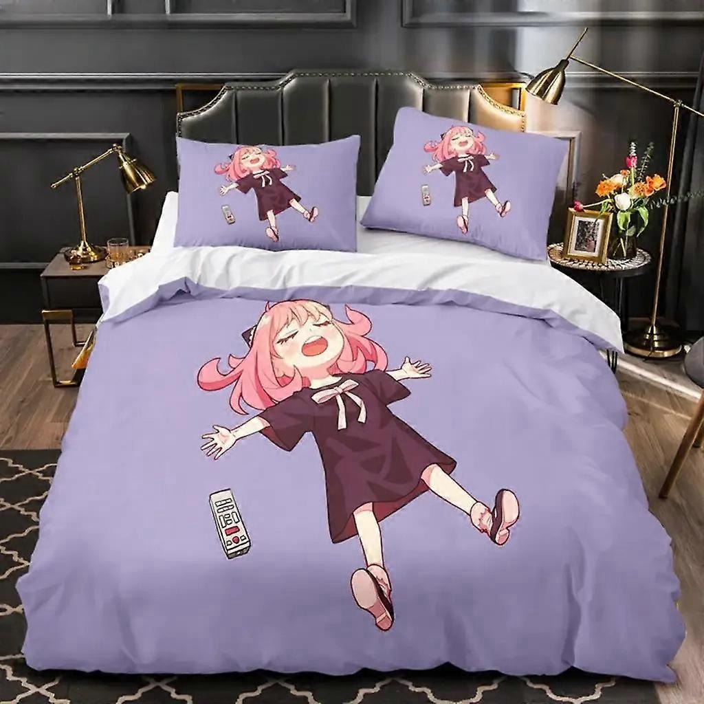 o2092 Lakan SPYFAMILY Anya Förfalskare Täcke Sängkläder Påslakan Storlek Påslakan Örngott Set Lakan fVV2092