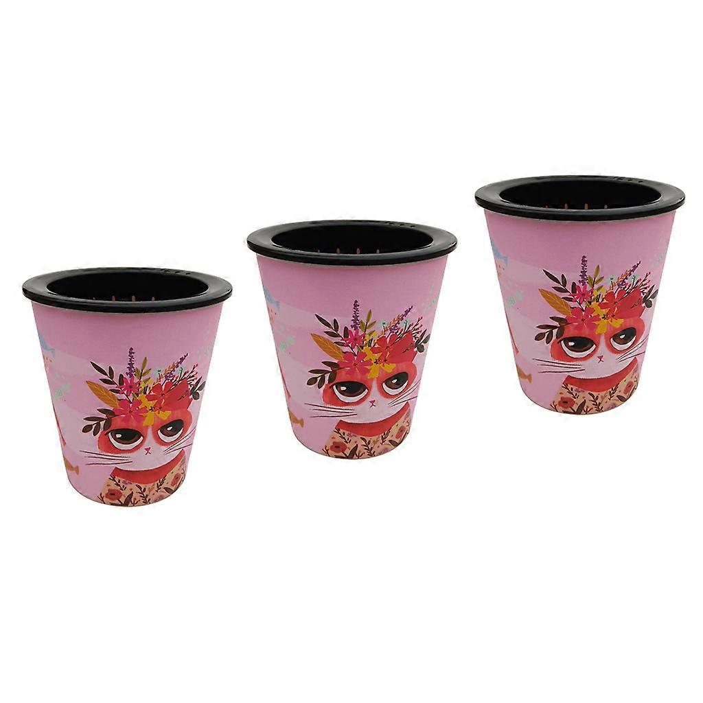 3x Self Watering Planter Pot Cup-shaped Cat