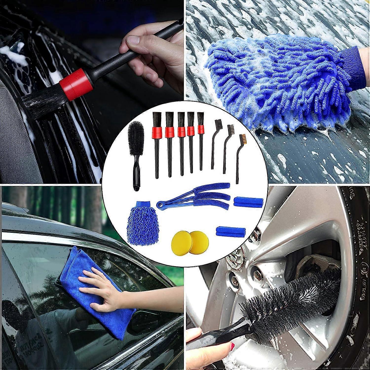 15 Pcs Car Detailing Brush Set - Cleaning Kit for Wheels, Engine, Console