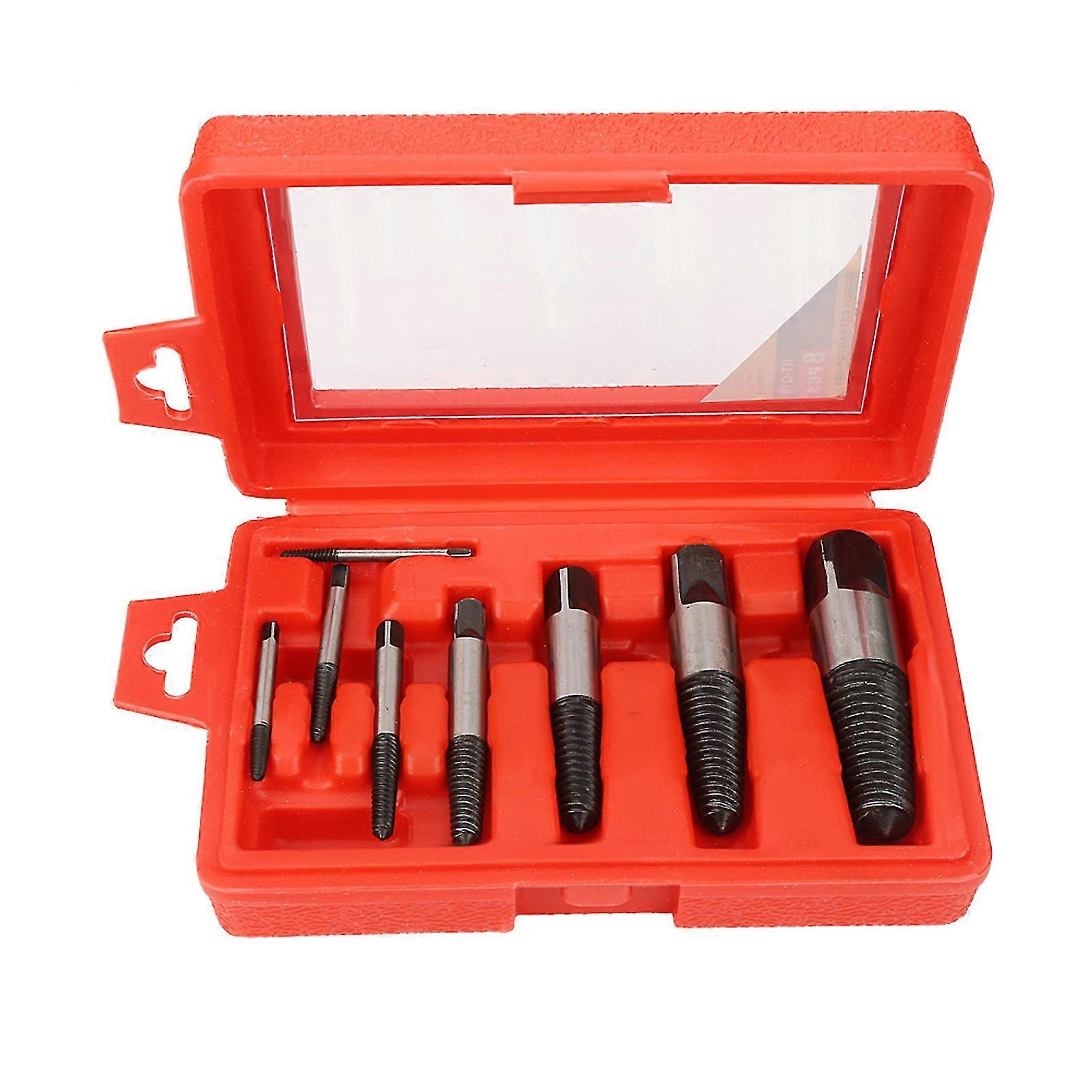 8Pcs Chrome Vanadium Steel Screw Extractors Set for Broken and Rusty Screws, Bolt Remover Tool