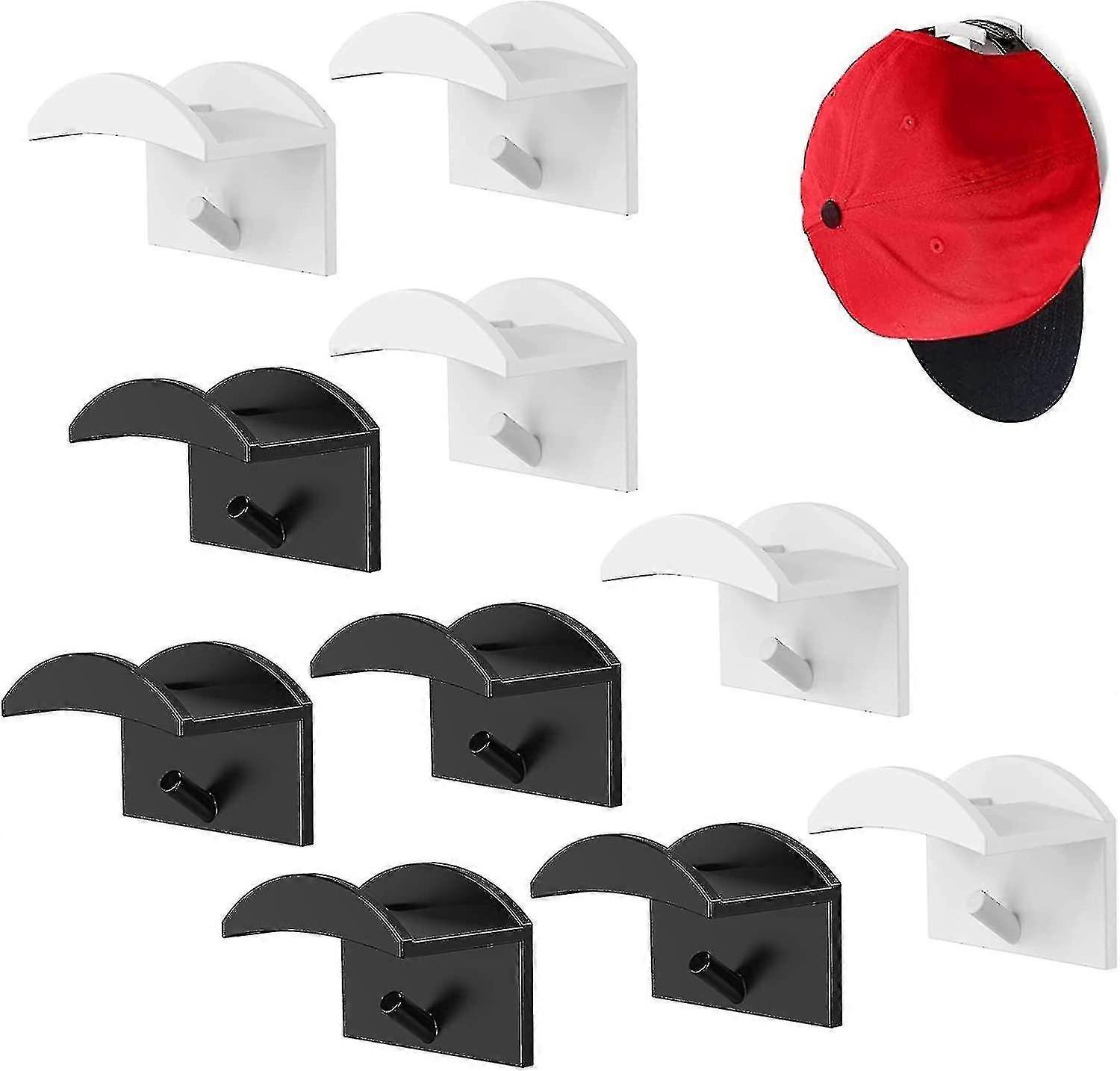 10 stk HattebøjleArrangør, Cap Organizer Wall Baseball Cap Holder, Hvid