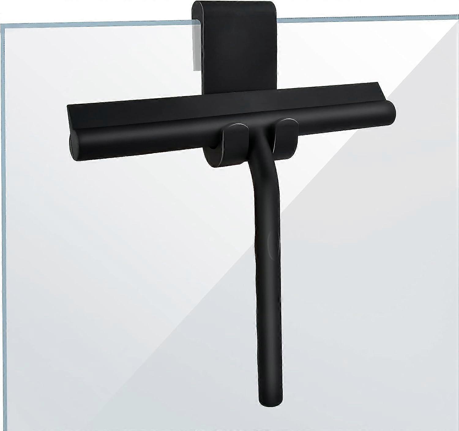 Shower Squeegee, Silicone Window Squeegee with Hanging Hook, Black Glass Wiper Scraper