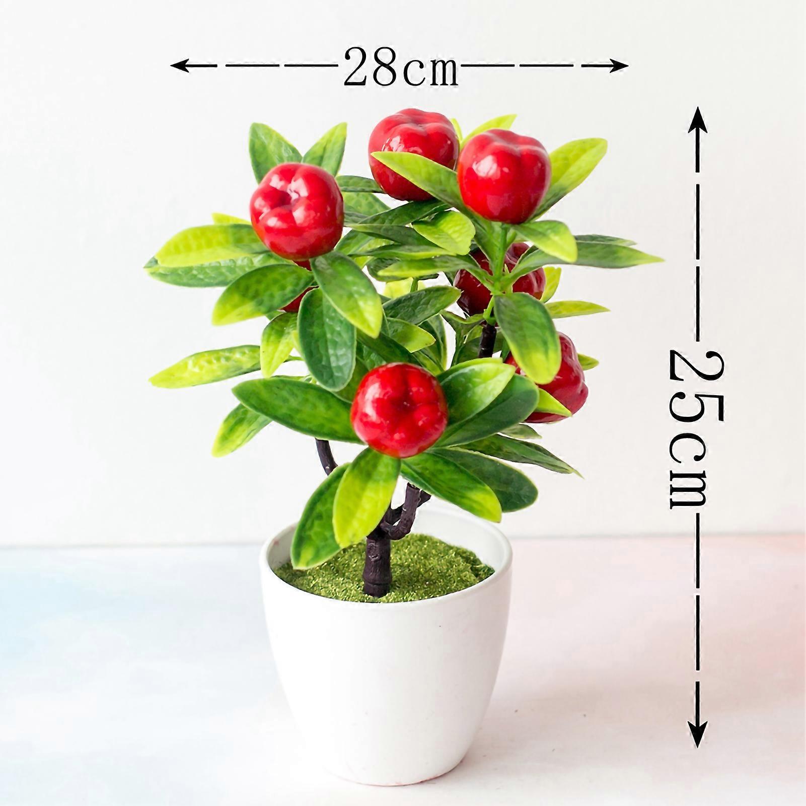 1Pc Artificial Plants for Home Decor Realistic Peach Fruit Tree Artificial Potted Plants Bonsai Desktop Ornements Table Decor