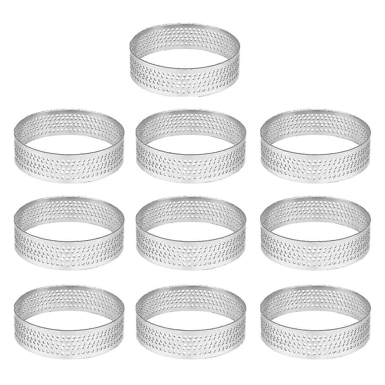 10pcs 5cm Round Seamless Perforated Stainless Steel Pie Ring with Hole