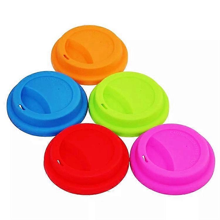 5 Pack Silicone Drinking Lid Cup Lids Reusable Coffee Cup Lids Random Colors