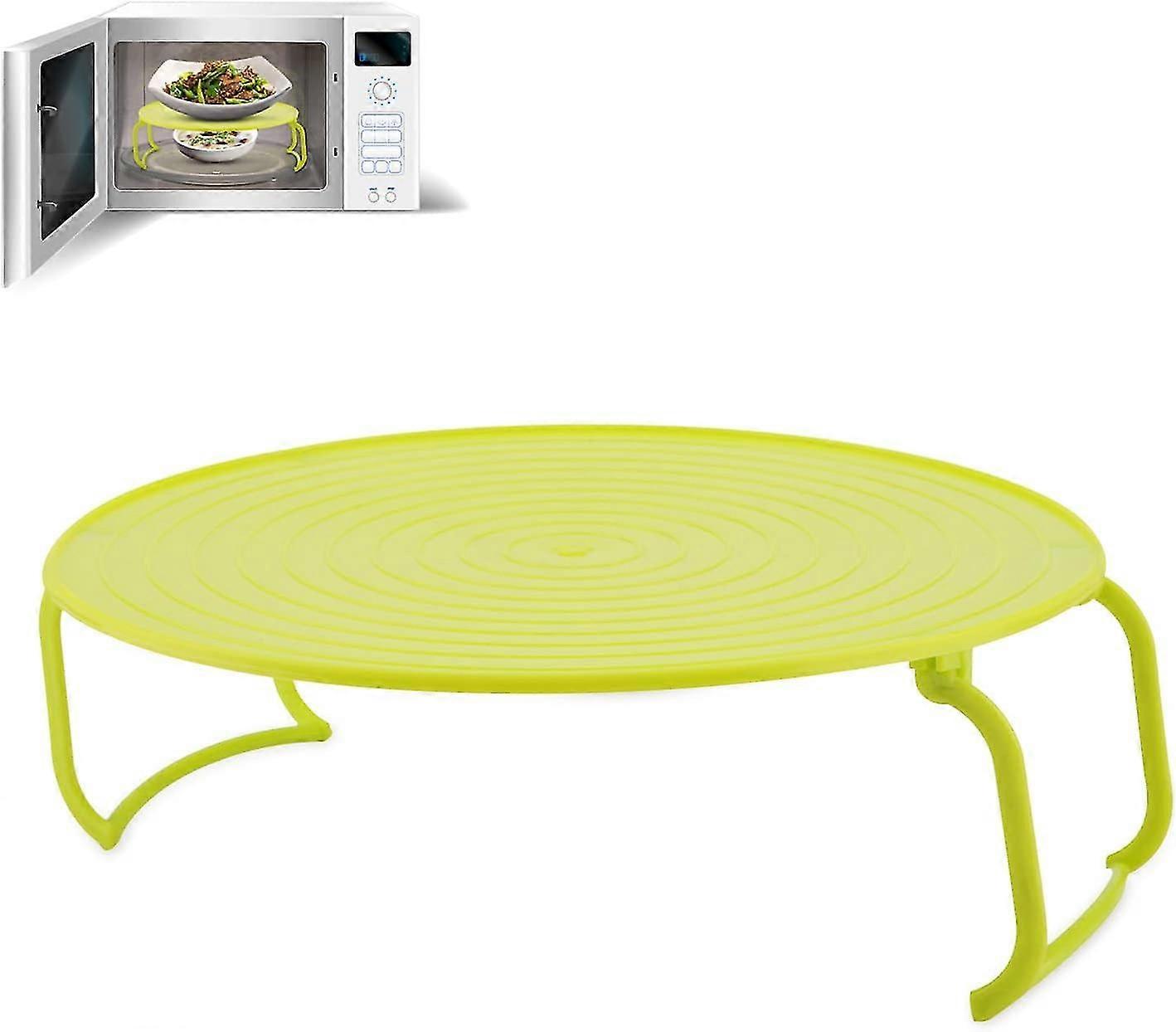 Microwave Grill Tray, Plastic Multifunctional Plate Rack, Microwave Oven Baking Rack(green)